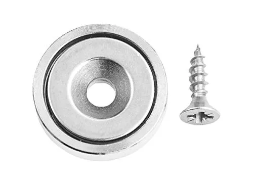 Connex Neodym-Scheibenmagnet - Mit Rundloch & Schraube - Ø 25 x 7 x 5,5 mm - 1 Stück - Extra starker Magnet - 16 kg Haftkraft - Für Haushalt & Werkstatt / Powermagnet / Ringmagnet / DY7100013