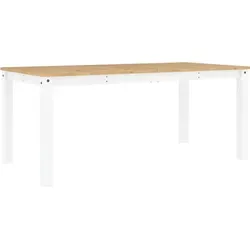 vidaXL Esstisch Panama Weiß 180x90 cm aus massivem Kiefernholz - Esszimmertisch aus massivem Kiefernholz mit rustikaler Optik, ideal für gemütliche Familienessen und einfach zu reinigen.