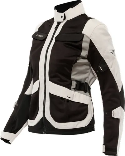 Dainese Desert Tex Damen Motorrad Textiljacke - Schwarz-Beige, Größe 48 - Motorradjacke aus leichtem Gewebe mit Omega-Mesh-Einsätzen und Level 2 Pro-Armor-Protektoren, ideal für den Sommer und mit herausnehmbarem winddichtem Innenfutter.