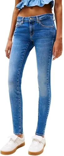 Tommy Jeans Skinny-fit-Jeans SOPHIE LW SKN mit Logo-Badge - Moderne Jeans in knöchellanger Passform, aus elastischem Denim für optimalen Tragekomfort und lässigen Stil.