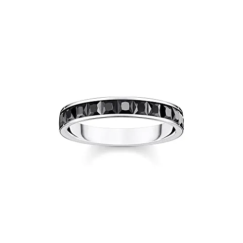 THOMAS SABO Ring mit schwarzen Steinen in 925 Sterlingsilber - Eleganter Damenring aus geschwärztem 925er Sterlingsilber, perfektes Geschenk für besondere Anlässe und vielseitig kombinierbar mit anderen Schmuckstücken.