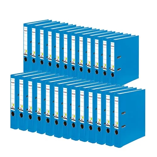 Original Falken 25er Pack PP-Color Kunststoff-Ordner - Aqua - Ordner für DIN A4, vegan zertifiziert und schmutzabweisend. Mit verstärkter Hebelmechanik und austauschbarem Rückenschild ideal für Büro und Zuhause.