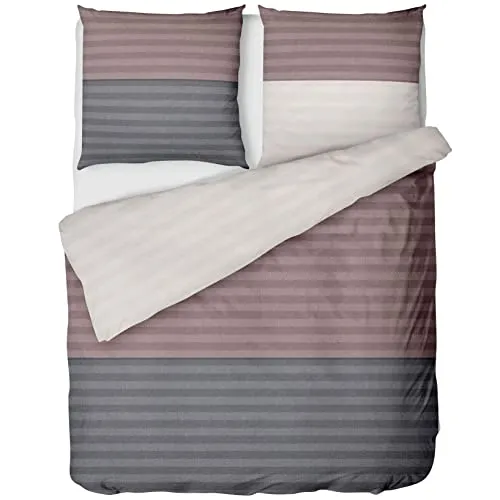 LINKHOFF Biber Bettwäsche 135x200 - Kuschelige Baumwolle in Grau Beige - Bettwäsche-Set aus 100% Baumwolle, hautfreundlich und atmungsaktiv für traumhaften Schlaf. Pflegeleicht und ÖKO-TEX zertifiziert, ideal für ein gemütliches Schlafzimmer.