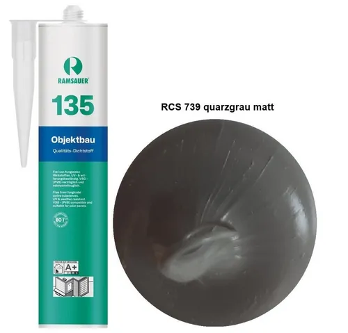 Ramsauer Dichtstoff Ramsauer 135 Objektbau Silikon Fugen Dichtstoff 310ml Kartusche, gebrauchsfertig, VSG verträglich, UV beständig, geruchsneutral