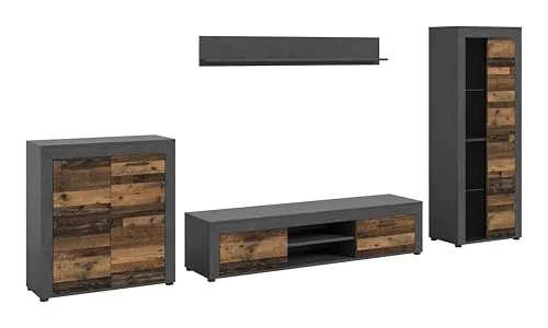 xonox.home Wohnzimmer Jam 4tlg. Set Wohnkombination - Wohnwände: Funktionale und stilvolle Möbelkombination mit geräumigen Schränken und Lowboard, perfekt für eine aufgeräumte Raumgestaltung und nachhaltige Produktion.