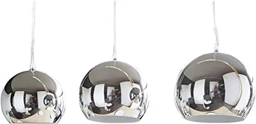 Hängeleuchte Pentola Chrom Silberfarben 75 cm - Elegante Deckenlampe mit 3 Schirmen - Deckenleuchte mit 3 hochwertigen, dimmbaren Lampenschirmen aus silberfarbenem Metall für stimmungsvolle Raumbeleuchtung.