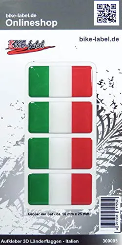BIKE-label Auto Aufkleber 3D Länder-Flaggen Italien Italy 50 x 25mm 300005