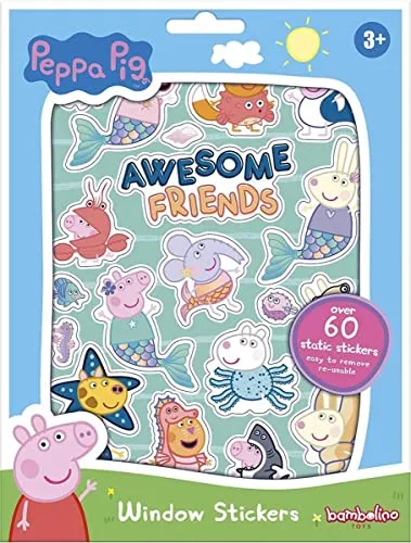 Peppa Wutz Fenstersticker mit über 50 wiederverwendbaren Aufklebern und einer Landschaftsszene