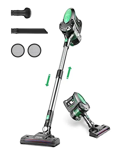 Vactidy Blitz V8 Akku Staubsauger Kabellos, 25KPa Kabelloser Staubsauger Mit abnehmbarem Akku, Akkustaubsauger bis zu 35min Laufzeit, Staubsauger Tierhaare für Hartholzböden, Grün