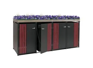 MCW Mülltonnenverkleidung Anthrazit-Dunkelbraun, Metall 260x125x84 cm - Elegante Mülltonnenverkleidung für 4 Tonnen (80-240 Liter). Stabil, abschließbar und mit praktischem Pflanzkasten. Hochwertige Verarbeitung für einen schönen Außenbereich.