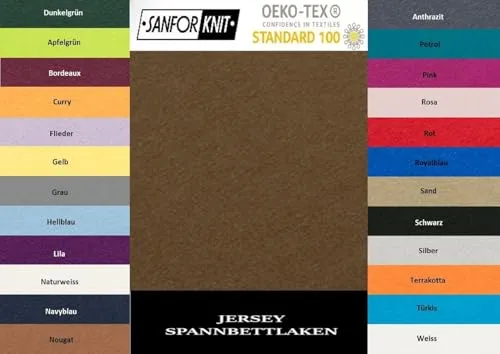 EXKLUSIV HEIMTEXTIL Jersey Spannbettlaken 120 x 200 cm Schokobraun 100% Baumwolle Öko - Tex Zertifiziert Bed-Sheet Bettlaken Spannbetttuch