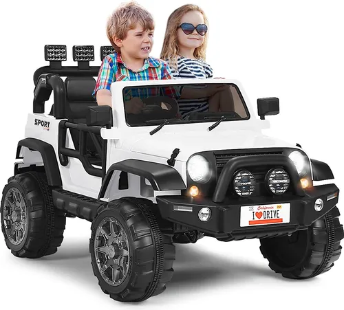 GOPLUS 2-Sitz Kinder Elektroauto - Elektrofahrzeuge mit zwei Fahrmodi: Kinder fahren selbst oder Eltern steuern es per Fernbedienung. Mit LED-Lichtern, Musik und sicherer Federaufhängung für unvergesslichen Fahrspaß!