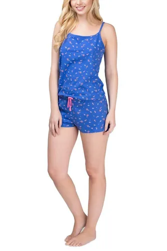 Moonline Schlafanzug Kurzer Damen Pyjama Schlafanzug Shorty Shortie Kurzarm 100% Baumwolle atmungsaktiv, kurze Form