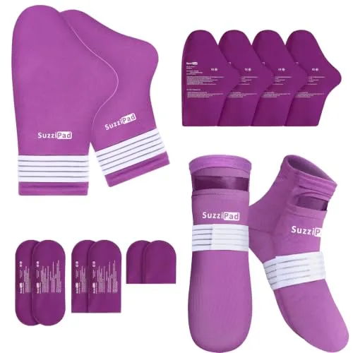 SuzziPad Kältetherapie-Socken & Handschuhe, Chemotherapie-Care-Paket, S/M, lila