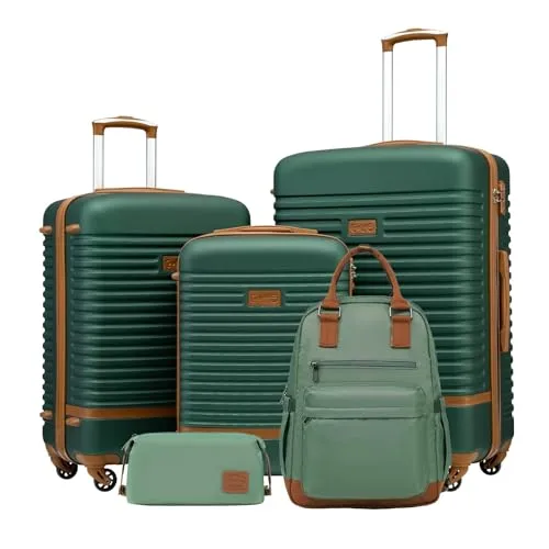COOLIFE 5-teiliges Koffer Set mit Trolley und Rucksack