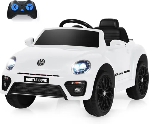 GOPLUS Kinder Elektroauto mit Fernbedienung, 12V, Musik & Scheinwerfer (Weiß) - Das 12V Kinderauto bietet zwei Fahrmodi: manuell oder per Fernbedienung. Mit stoßdämpfenden Rädern und Sicherheitsgurten sorgt es für sicheres Fahren. Perfekt für Kinder von 3-8 Jahren und ideal als Geschenk!