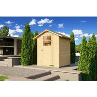 weka Gartenhaus mit Fußboden 191 x 171 cm - Naturholz - Gartenhaus mit Satteldach, ideal für die Aufbewahrung von Gartengeräten und Möbeln, robustes Holzmaterial für Langlebigkeit.