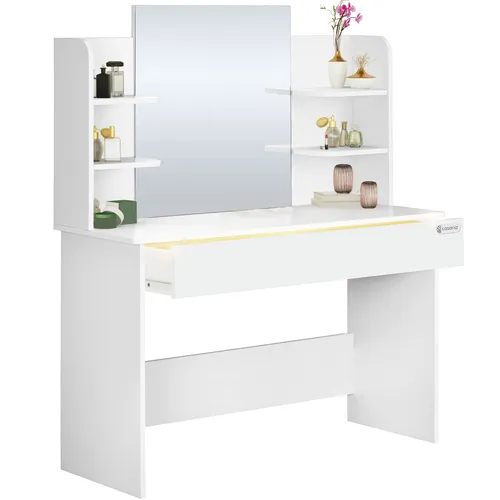 Casaria® Schminktisch mit Spiegel und Schubladenbeleuchtung von Deuba