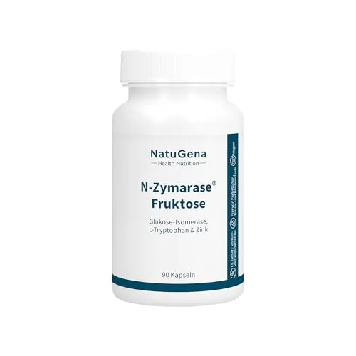 NatuGena N-Zymarase - 75 mg Glukose-Isomerase, L-Glutamin & Zink - Aminosäure L-Glutamin - Kombiniert Enzyme und Mikronährstoffe für einen gesunden Stoffwechsel und ein starkes Immunsystem.