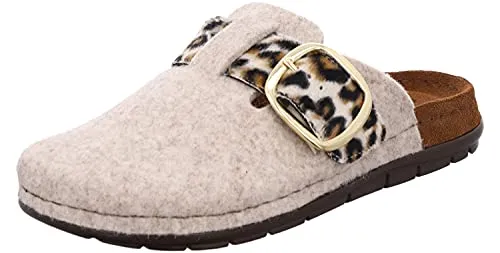 Rohde Damen Rodigo-D Hausschuh, 17 leinen, 36 EU - Pantoletten für Damen mit weichem Memoryschaum-Fußbett und verstellbarer Schnalle für optimalen Tragekomfort.