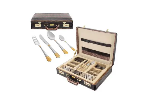 Luxus Besteck Set 24k für 12 Personen - Hochwertiges 72-teiliges Besteckset aus 18/10 Edelstahl im eleganten Lederkoffer. Ideal für festliche Anlässe und als Geschenk, verleiht jedem Tisch einen Hauch von Luxus.