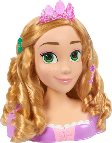 Disney Princess Rapunzel Frisierkopf - Schminkköpfe & Frisierköpfe - 20 cm großer Frisierkopf mit Zubehör für kreatives Hairstyling, ideal für kleine Friseure ab 3 Jahren.