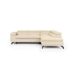 S-STYLE Ecksofa Bonnie mit Schlaffunktion, beige, 275 cm - Beige S-STYLE Ecksofa Bonnie mit praktischer Schlaffunktion und verstellbaren Arm- und Kopfstützen. Inklusive Stauraum in der Recamire. Ideal für stilvolles Wohnen und entspannte Nächte.