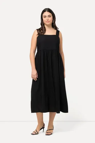 Ulla Popken Midikleid Kleid Leinenmix A-Linie Taschen ärmellos