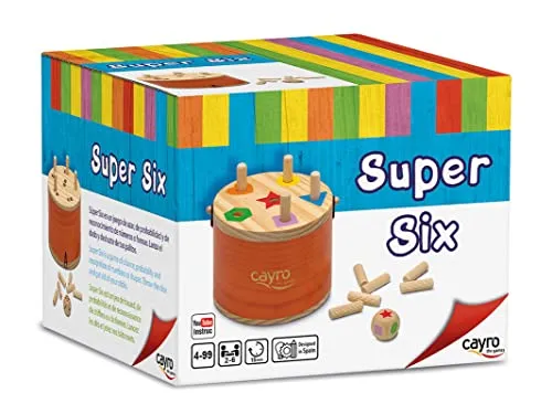 Cayro – Super Six – Brettspiel für Kinder und Erwachsene – Glücksspiel und Wahrscheinlichkeitsspiel – aus Holz – einfach zu Spielen – Lernspiel – für Kinder ab 4 Jahren