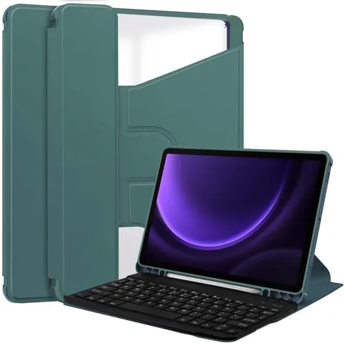 Lobwerk 3in1 Bluetooth Tastatur (Schwarz mit Beleuchtung) + Maus + Cover für Samsung Galaxy Tab S9 FE 2023 X510/SM-X516/SM-X518 10.9 Zoll Zoll Case Schutz Hülle Tasche Keyboard