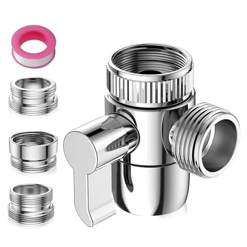 Wege Wasserhähn Umschaltventil, 3 Wege Umschaltventil Diverter Ventil Messing mit Adapter für M22 M24 G1/2 Wasserhähn für Küche Bad Duschsystem Waschbeckenbrause 3