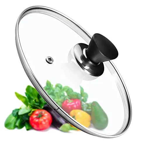 KADAX Glasdeckel, Topfdeckel Ø28 cm mit Schwarzmatt Griff, hitzebeständig, mit Dampfloch, Universaldeckel für Töpfe & Pfannen, klare Sicht, dicht schließend