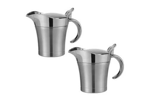 HAC24 Sauciere Soßenkanne Thermo-Sauciere Soßiere Soßenspender Soßenschüssel, Edelstahl, (Set, 2-tlg), 400 ml