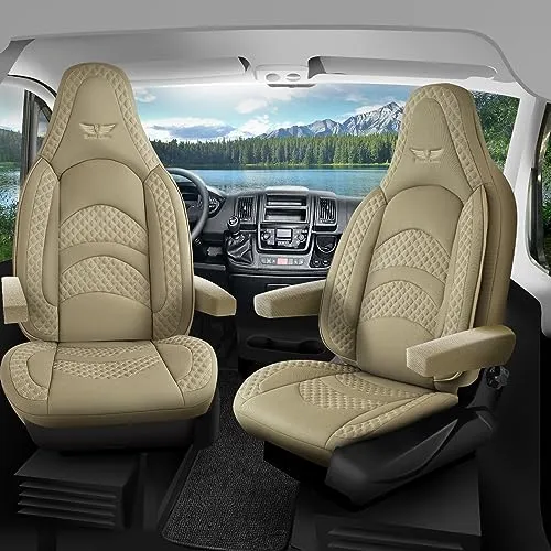 RC Royal Class Auto Sitzbezüge für Pilot Vordersitze Fahrer und Beifahrer kompatibel für Hymer Wohnmobil Caravan in Beige Pilot 3.3 das Sitzbezugsset Auto Zubehör Innenraum