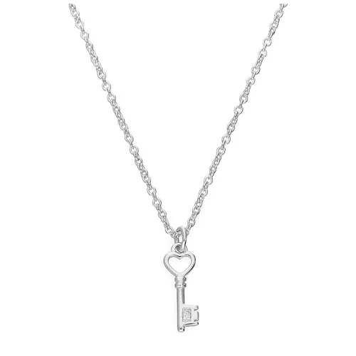 Sterlingsilber & Echter Diamant 45,7 cm (18 Inch) Herzschlüssel Halskette