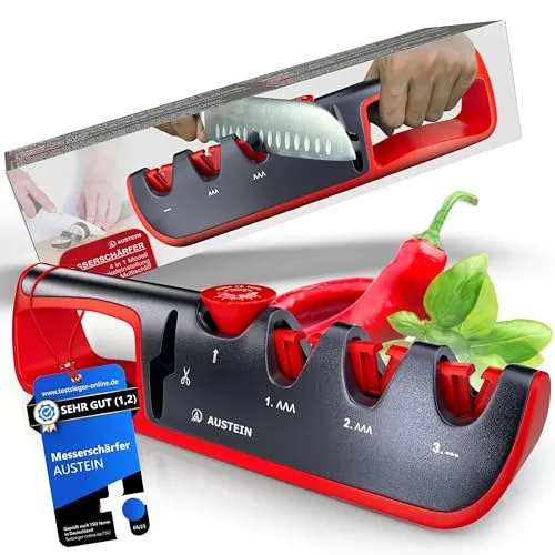 AUSTEIN Messerschärfer QuickSharp 4-in-1 – Professionelles Messer schärfen leicht gemacht