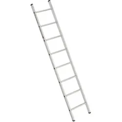 Euroline Premium 301 Sprossenanlegeleiter 8 Sprossen - Leiter mit 32mm breiten Sprossen für sicheren Stand, ideal für Handwerker und Heimwerker, ausgestattet mit rutschsicheren Gummifüßen für zusätzliche Stabilität.