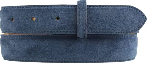 BELTINGER Wechselgürtel aus Veloursleder ohne Schnalle 3,0 cm | Druckknopf-Gürtel für Damen Herren 30mm | Wildleder-Gürtel | Marine 85cm