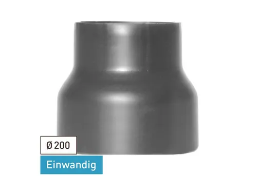 Ofenrohr Reduzierung 200 - 160 mm Gussgrau - Hochwertige Reduzierung für Kaminrohre, ideal für eine sichere Verbindung. Robuste Gussgrau-Oberfläche, perfekt für den professionellen Einsatz.