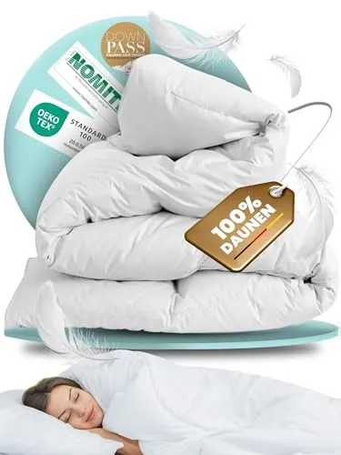 BEFA NATUR Reine Daunendecke Ganzjahr 135x200 cm | 100% Daunen | Allergikerfreundlich | Made in Germany - Hochwertige Daunendecke für das ganze Jahr mit 100% reinen Daunen. Ideal für Allergiker, maschinenwaschbar und langlebig. Genießen Sie federleichten Schlafkomfort in geprüfter Qualität.
