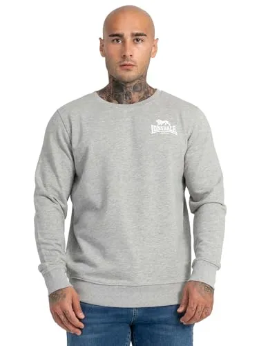 Lonsdale Herren Sweatshirt Longridge - Marl Grey, 2XL - Stylisches Sweatshirt in Slim Fit aus hochwertiger Baumwolle und Polyester. Mit komfortabler Schlaufenstruktur und tollem erhabenem Druck - perfekt für lässige Outfits.