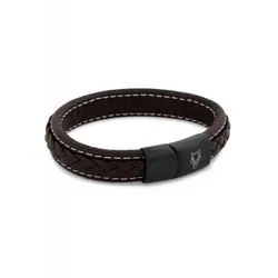 Akitsune Fides Lederarmband - Mattschwarz & Braun, 20cm - Elegantes und vielseitiges Armband für Frauen und Männer mit rostfreiem Edelstahlverschluss. Ideal als persönliches Geschenk, in 5 Größen erhältlich und risikofreier Kauf mit 30-Tage Rückgabe.