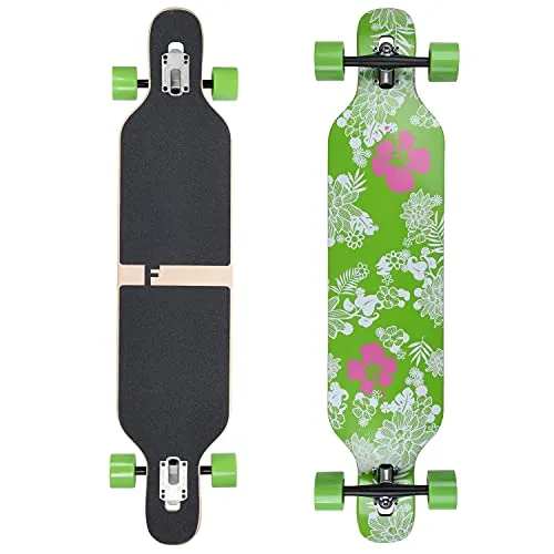 Flex1 bis 122kg - Camber Longboard (Flex1 bis 122kg, Hawaii Blume - Ahornholz)