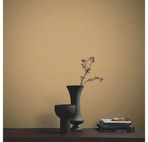 Erismann Vliestapete Uni Textil Optik Struktur Gold Metallic 10444-30 Elle Decoration