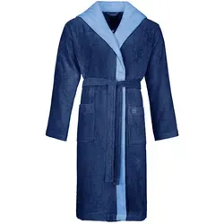 Bugatti Bademantel Stefano XL, Blau - Herren-Bademäntel: Flauschiger Bugatti Frottier-Bademantel 'Stefano' in Marine-Blau, mit Kapuze und Taschen für stilvolles Relaxen.