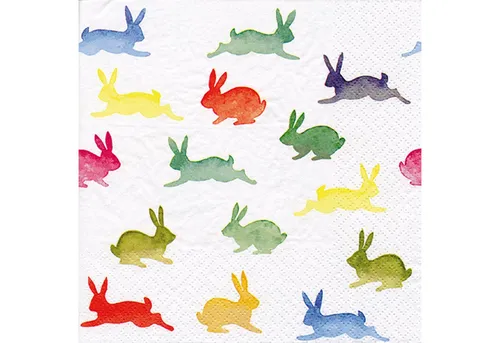 ti-flair Papierserviette, Servietten Papier 33x33cm 3-lagig mit bunten Hasen Muster 20 Stück