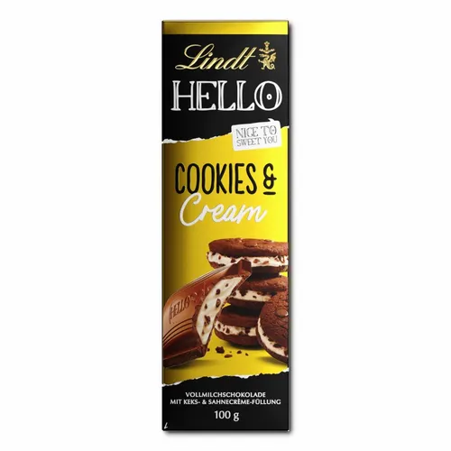  Lindt Hello Cookies & Cream, Schokolade, 100g Tafel 36,20€/1kg