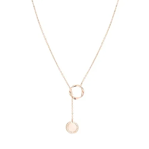 Liebeskind Berlin Halskette LJ-0993-N-45 IP Roségold - Ketten für Damen, filigrane Edelstahl-Halskette mit gedrehtem Anhänger für einen coolen Glamour-Look, ideal als Geschenk für jeden Anlass.