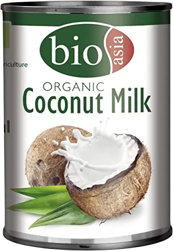 BIOASIA Bio Kokosnussmilch, Fettgehalt 18 %, Ideal zum Kochen, Backen, für Desserts und Cocktails, vegan, glutenfrei und laktosefrei (1 x 400 ml)