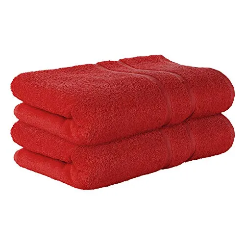 StickandShine Premium Frottee Badetuch 2er SET 100x150 cm in rot - Gästehandtücher aus 100% Baumwolle, 500g/m², extrem saugfähig und flauschig für ein Hotelgefühl zu Hause. Ideal für Badezimmer, Sauna, Strand und mehr.